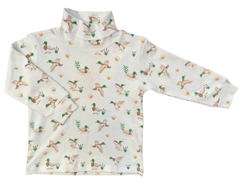NEW LUIGI KIDS kid's mallard duck printed turtleneck sweatshirt in white